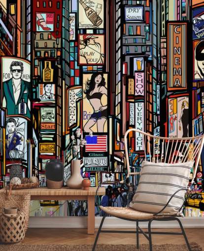 Mural de parede colorido abstrato Times Square New York