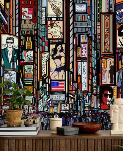 Colourful Abstract Times Square New York Wall Mural