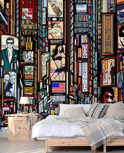 Mural de pared abstracto colorido de Times Square Nueva York Mural de pared abstracto colorido de Times Square Nueva York