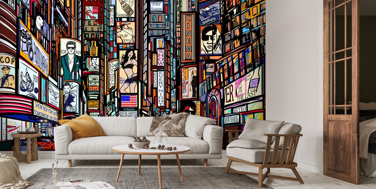 Behang Abstract Times Square Abstract behang | Wallsauce NL