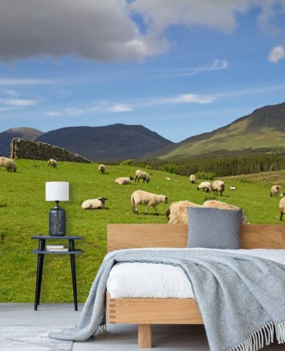 Fondo de pantalla de ovejas en campo Fondo de pantalla de ovejas en campo