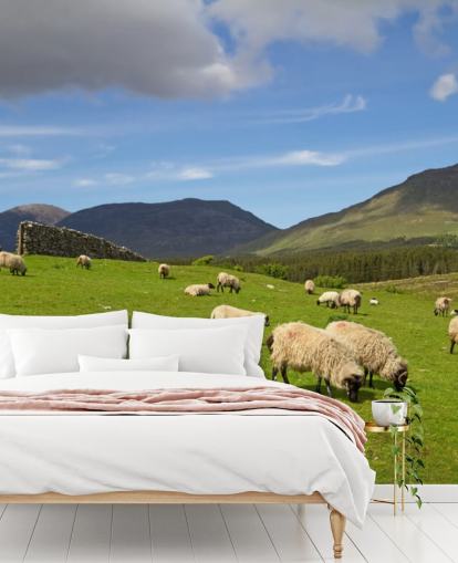 Sheep in Field Wallpaper Sheep in Field Wallpaper