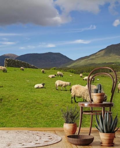 Sheep in Field Wallpaper