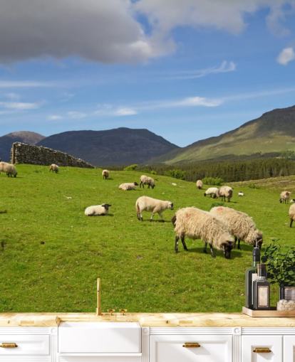 Sheep in Field Wallpaper