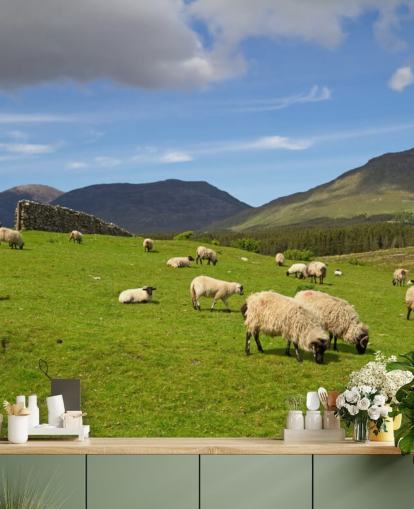 Sheep in Field Wallpaper
