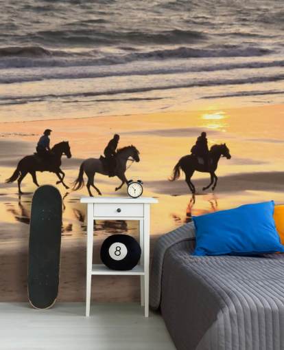 Pferde laufen auf einem Sunset Beach Wallpaper Pferde laufen auf einem Sunset Beach Wallpaper