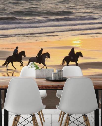 Horses Running on a Sunset Beach Wallpaper Horses Running on a Sunset Beach Wallpaper
