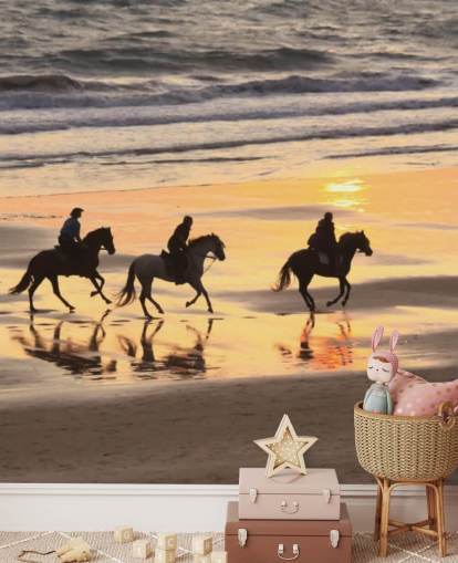 Fond d'écran de chevaux qui courent sur une plage Fond d'écran de chevaux qui courent sur une plage