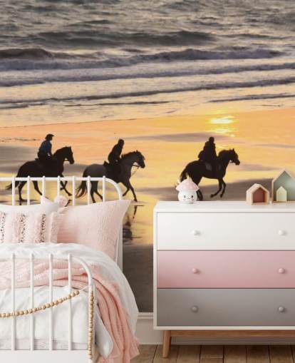 Horses Running on a Sunset Beach Wallpaper Horses Running on a Sunset Beach Wallpaper