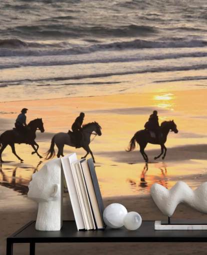 Pferde laufen auf einem Sunset Beach Wallpaper