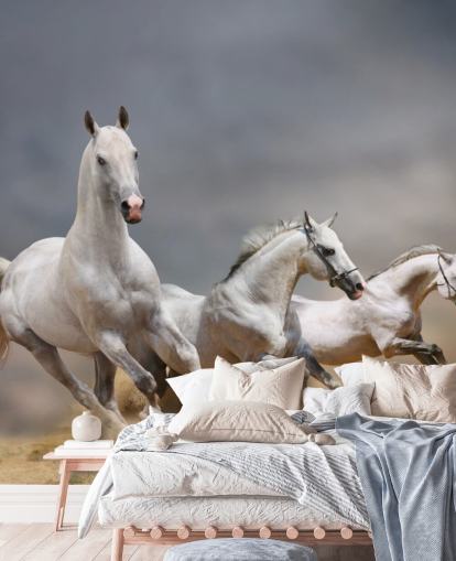 White Horses Running Wallpaper