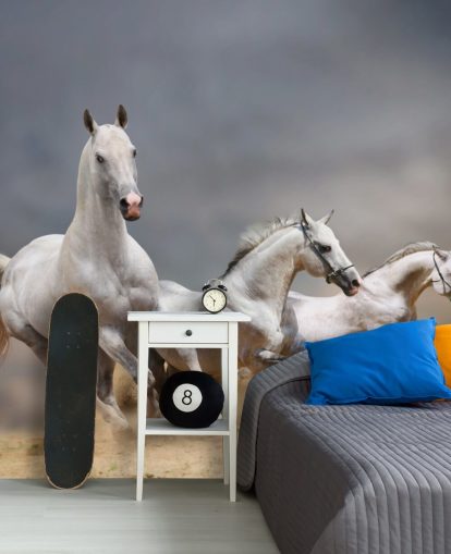White Horses Running Wallpaper
