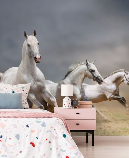 White Horses Running Wallpaper