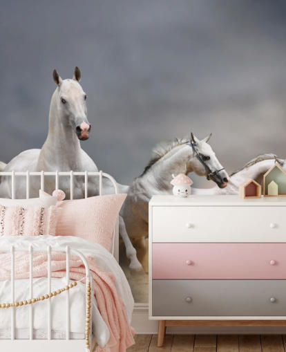 White Horses Running Wallpaper