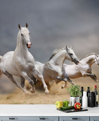 White Horses Running Wallpaper