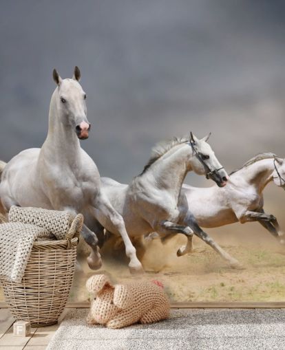 Fondo de pantalla de caballos blancos corriendo