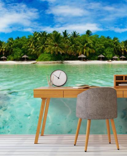 Decorazione murale con spiaggia tropicale