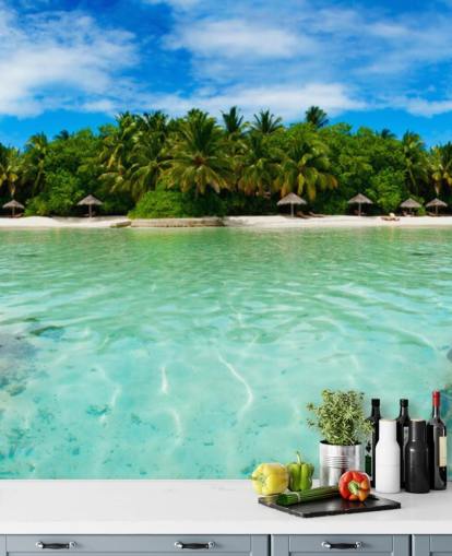 Decorazione murale con spiaggia tropicale