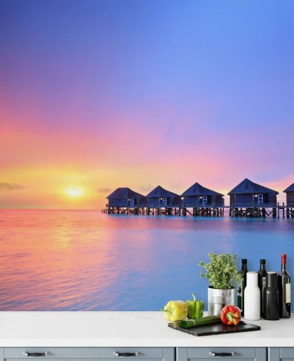 Sunset Maldives Huts Wallpaper Sunset Maldives Huts Wallpaper