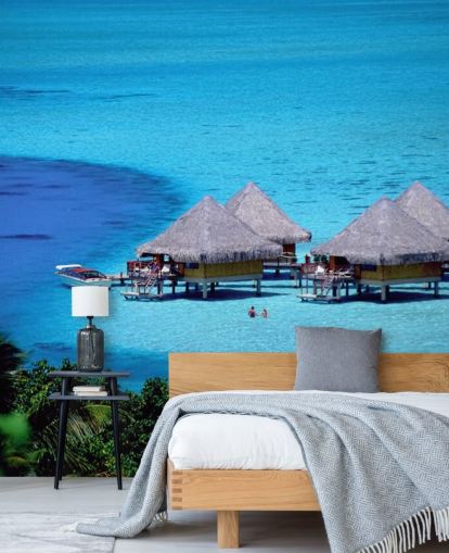 Papel pintado de cabañas de playa tropicales