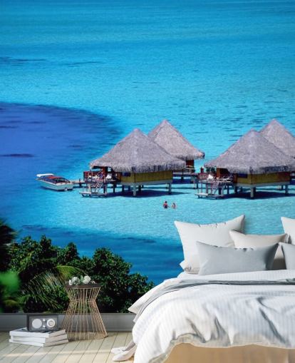 Papel de Parede Tropical Beach Huts Papel de Parede Tropical Beach Huts