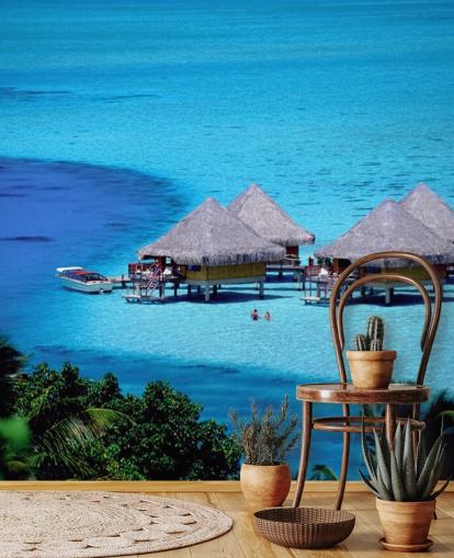 Papel pintado de cabañas de playa tropicales