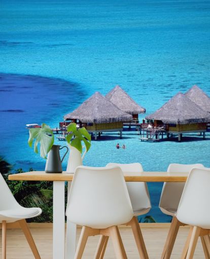 Papel pintado de cabañas de playa tropicales