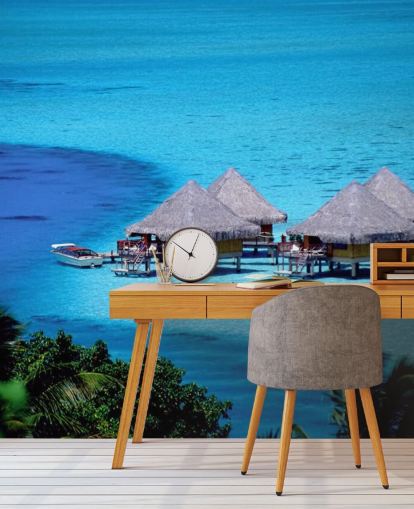 Tropical Beach Huts Wallpaper