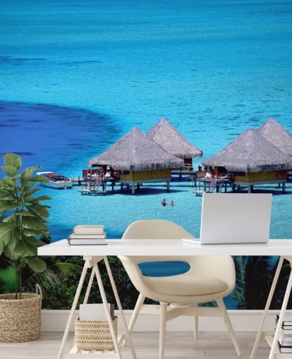 Papel pintado de cabañas de playa tropicales