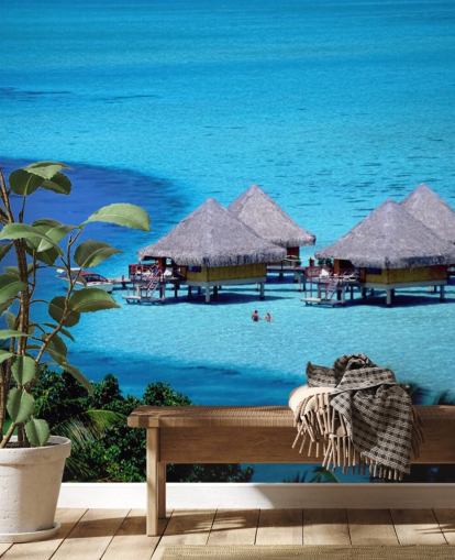 Tropiske Beach Huts Baggrund