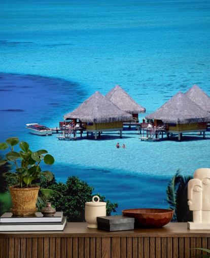 Tropical Beach Huts Wallpaper