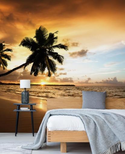 Decorazione murale con tramonto su una spiaggia tropicale