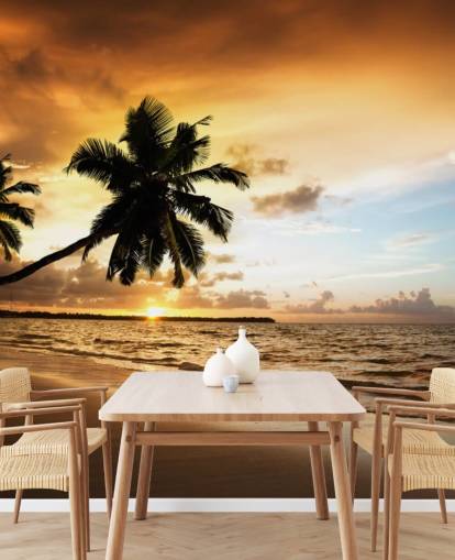 Sunset at a Tropical Beach Wall Mural