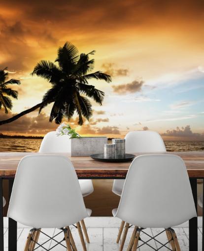 Sunset at a Tropical Beach Wall Mural