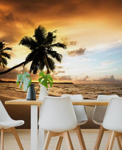 Decorazione murale con tramonto su una spiaggia tropicale