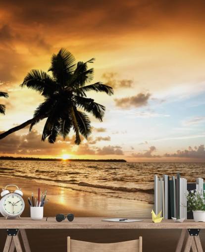Sunset at a Tropical Beach Wall Mural