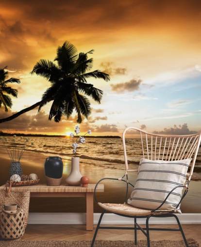 Sunset at a Tropical Beach Wall Mural