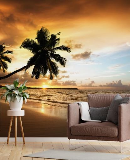 Sunset at a Tropical Beach Wall Mural