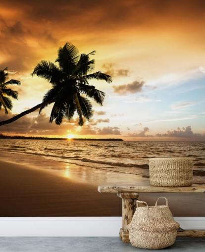 Sunset at a Tropical Beach Wall Mural