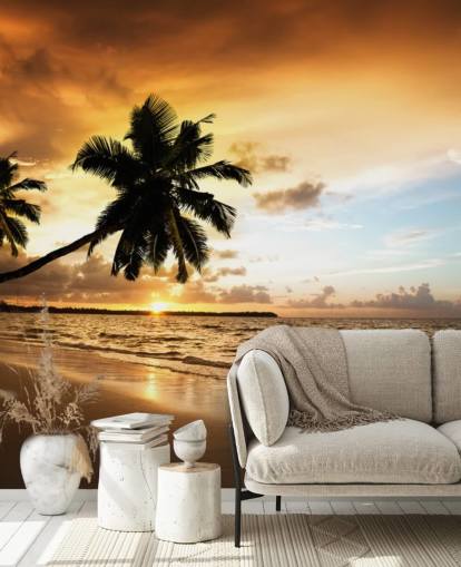 Sunset at a Tropical Beach Wall Mural