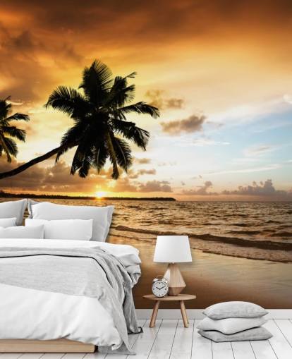 Decorazione murale con tramonto su una spiaggia tropicale