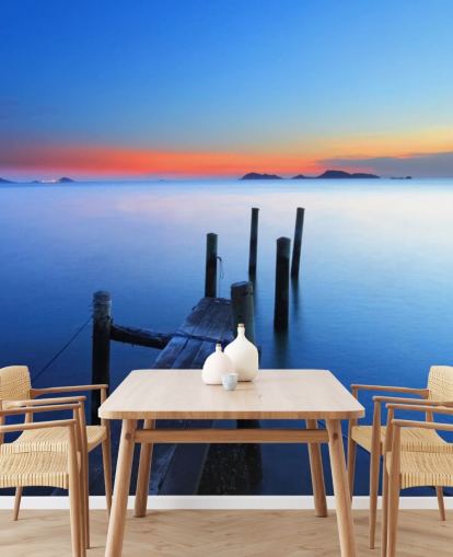 Decorazione murale con lago e molo al tramonto Decorazione murale con lago e molo al tramonto