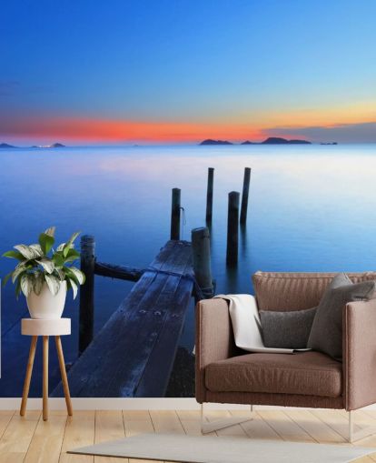 Lake and Jetty at Sunset Wall Mural Lake and Jetty at Sunset Wall Mural