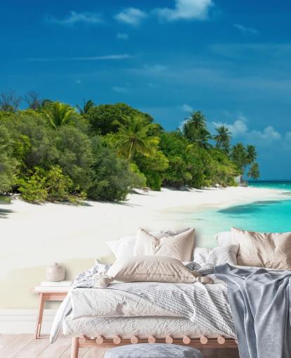 Belle peinture murale de plage des Maldives