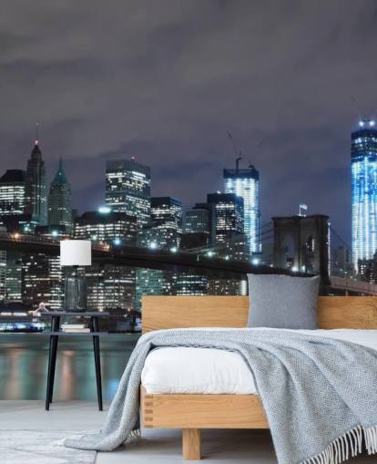 dark new york city wallpaper mural called Brooklyn Bridge New York for bedrooms, living rooms and more