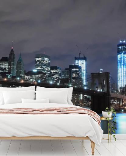 dark new york city wallpaper mural called Brooklyn Bridge New York for bedrooms, living rooms and more