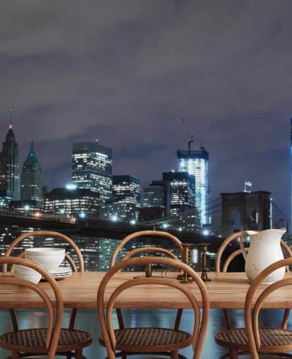 tumma new yorkin kaupungin taustakuvamaalaus nimeltä Brooklyn Bridge New York makuuhuoneisiin, olohuoneisiin ja muuhun