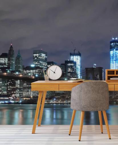 carta da parati murale scura di New York City chiamata Brooklyn Bridge New York per camere da letto, salotti e altro