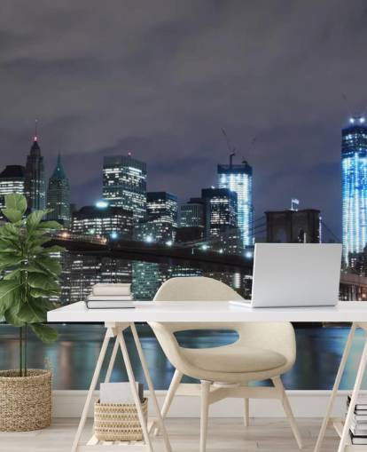 dark new york city wallpaper mural called Brooklyn Bridge New York for bedrooms, living rooms and more