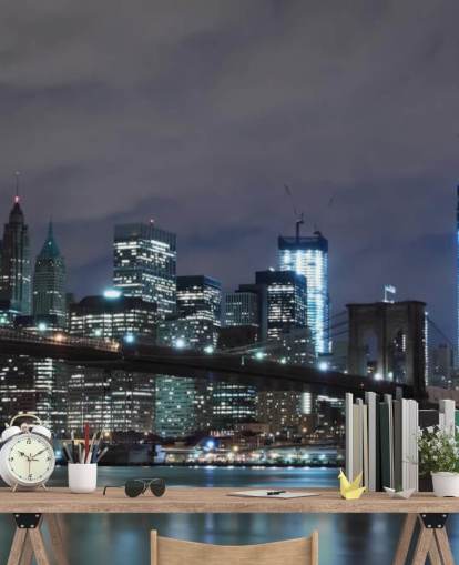 dark new york city wallpaper mural called Brooklyn Bridge New York for bedrooms, living rooms and more